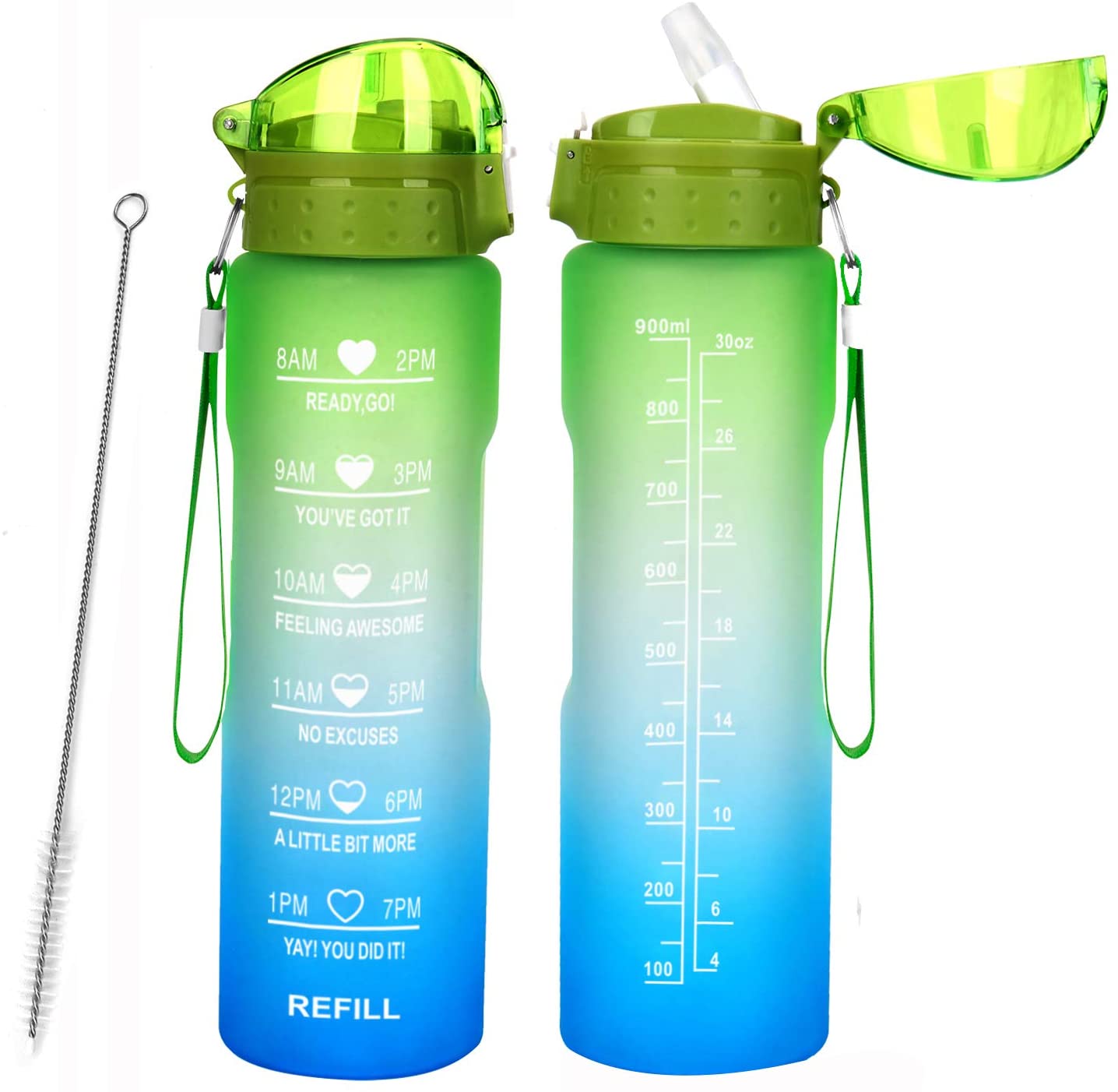 32oz plastic water bottle with time marker | Water Bottle Manufacturers